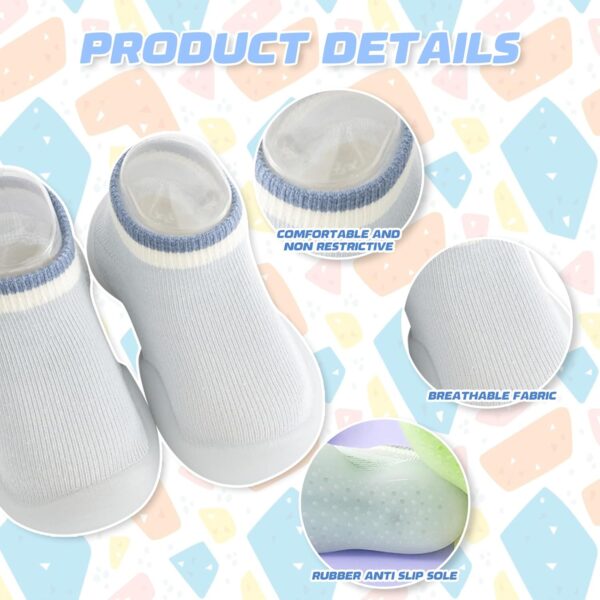Falafoty Baby Sock Shoes Baby First Walking Shoes, Toddler Non-Slip Breathable Slippers with Soft Rubber Sole, Newborn Summer Breathable Walk Sock Shoes for Baby Boys Girls Sneakers (Blue, 18-24Month) - Image 4