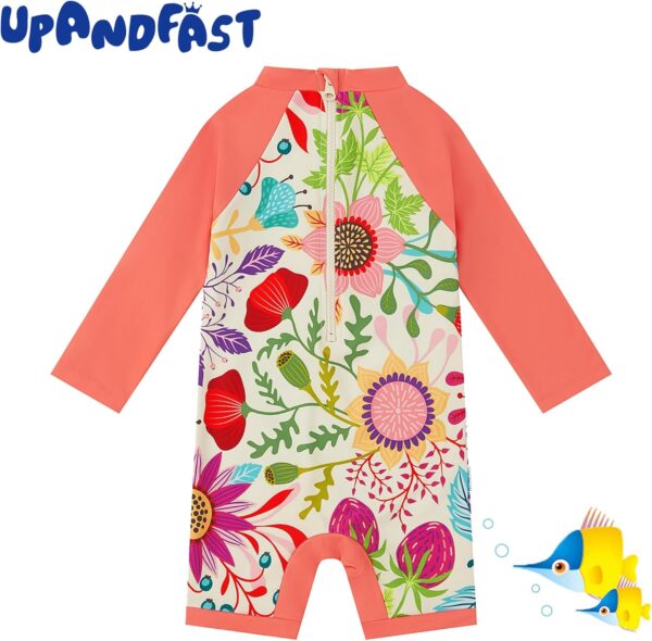 upandfast Baby Boys/Girls Zipper Swimwear with Snap Bottom UPF 50+ Sun Protection Toddler One Piece Swimsuit - Image 2