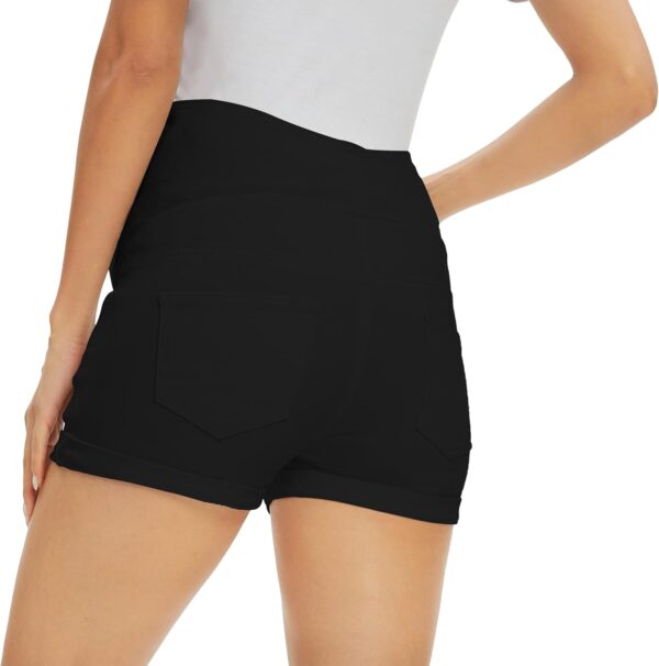 Foucome Maternity Denim Shorts Over Bump Casual Ripped Jean Shorts Trendy Distressed Rolled Hem Pregnancy Shorts - Image 3