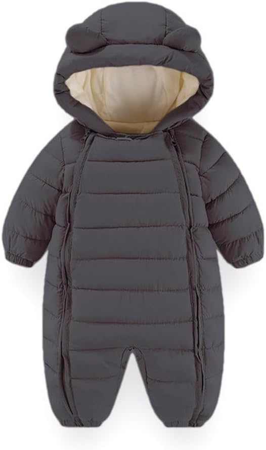 1743158297_41mUAW6tgdL._AC_SL1001_.jpg Valcatch Baby Girls Boys Snowsuit Coat Newborn Winter Clothes Infant Hooded Double Zipper Winter Warm Coat Jumpsuit Toddlers Solid Outerwear Puffer Jacket Age for 0-18 Months - Image 1