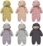 Valcatch Baby Girls Boys Snowsuit Coat Newborn Winter Clothes Infant Hooded Double Zipper Winter Warm Coat Jumpsuit Toddlers Solid Outerwear Puffer Jacket Age for 0-18 Months - Image 2