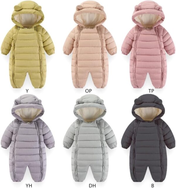 Valcatch Baby Girls Boys Snowsuit Coat Newborn Winter Clothes Infant Hooded Double Zipper Winter Warm Coat Jumpsuit Toddlers Solid Outerwear Puffer Jacket Age for 0-18 Months - Image 2