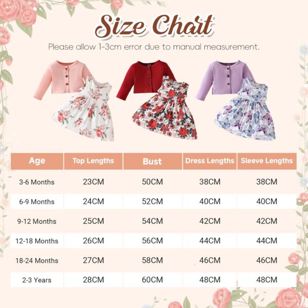JiAmy Baby Girls Dress Outfits Sleeveless Floral Print Tulle Tutu Dresses Long Sleeve Waffle Cardigan Coat 2Pcs Clothes Set for Toddler Girl 6 Months-3 Years - Image 4