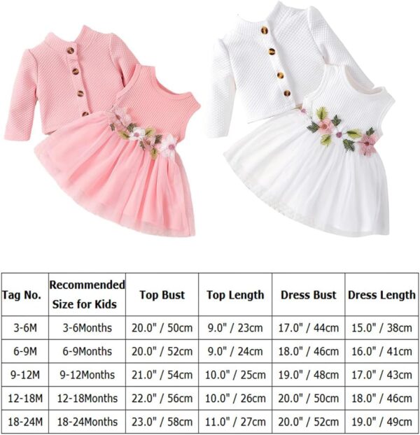 IBTOM CASTLE Baby Girls Floral Print Dress Cardigan 2PCS Set Newborn Infant Sleeveless Cotton Dresses with Bow Coat Brithday Dress Toddler Girls Clothes - Image 5