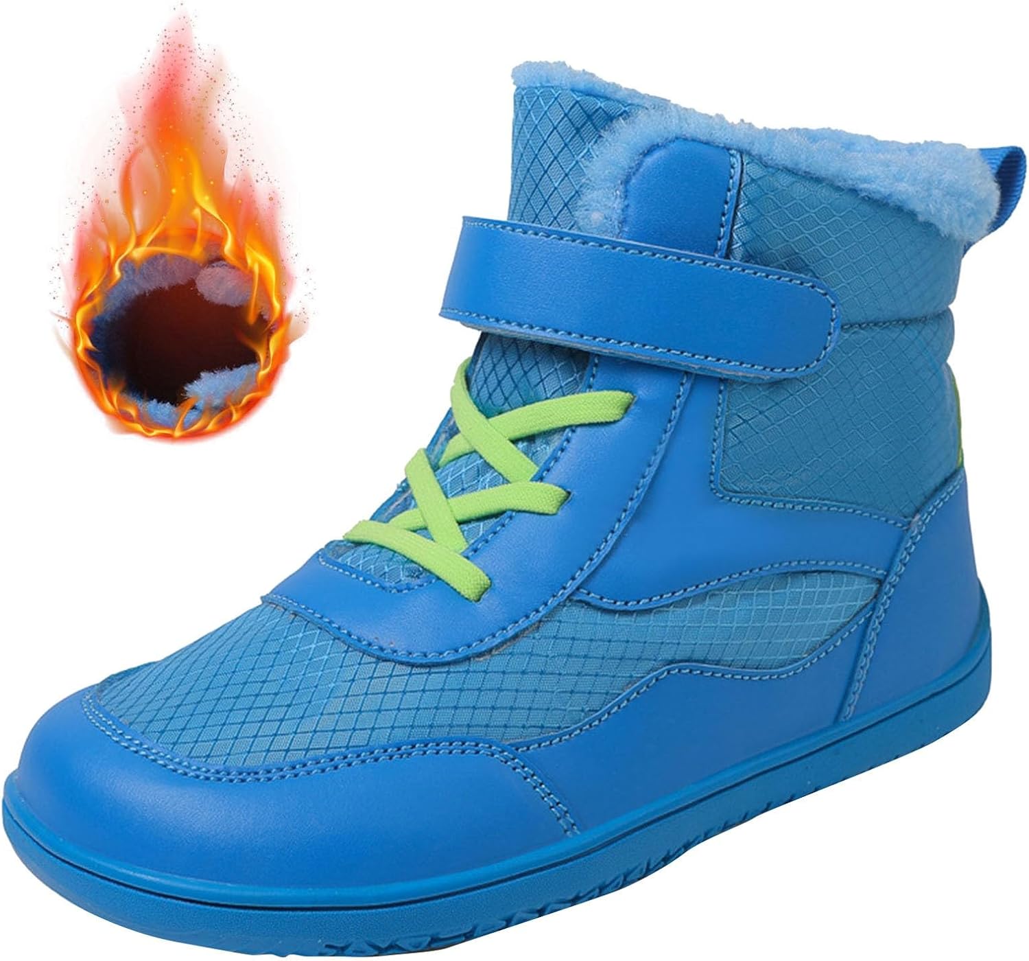 1743169302_71mKTQthZL._AC_SL1500_.jpg Leather 𝐖aterproof Snow Booties for Boys Childrens Fuzzy Lined Chunky Soft Sole Boots Shoes Winter Outdoor Ski Non Slip Boots for Toddler Boys Size 5 𝐖aterproof Kids Snow (Blue, 11.5 Little Child) - Image 1