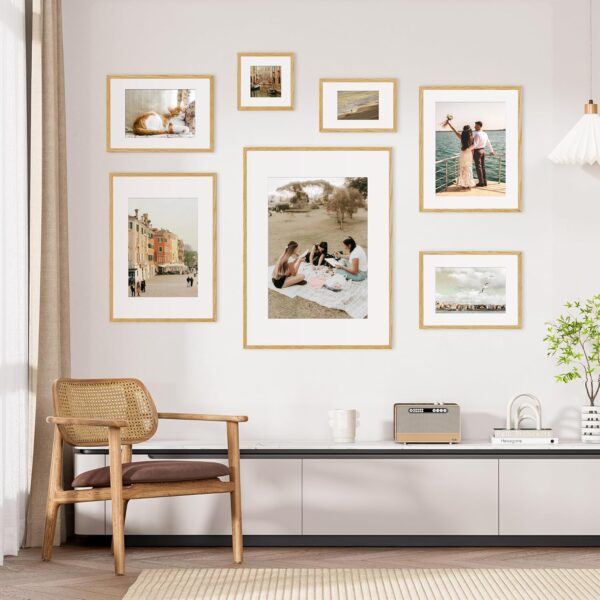 Picture Frame 12×12, Oak Wood 12×12 inch Square Photo Frame, 3 Pack 12×12 Frame with Mount for 8x8 Photo Frames, Vertical & Horizontal Wall Hanging Picture Frame for Home Poster Prints Decor - Image 7