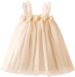 JiAmy Toddler Girl Tulle Dress Princess Casual Summer Strap Flower Sundress Mesh Sleeveless Kids Baby Dresses for Age 2-6