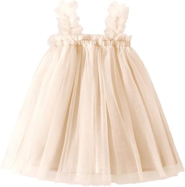 JiAmy Toddler Girl Tulle Dress Princess Casual Summer Strap Flower Sundress Mesh Sleeveless Kids Baby Dresses for Age 2-6 - Image 6