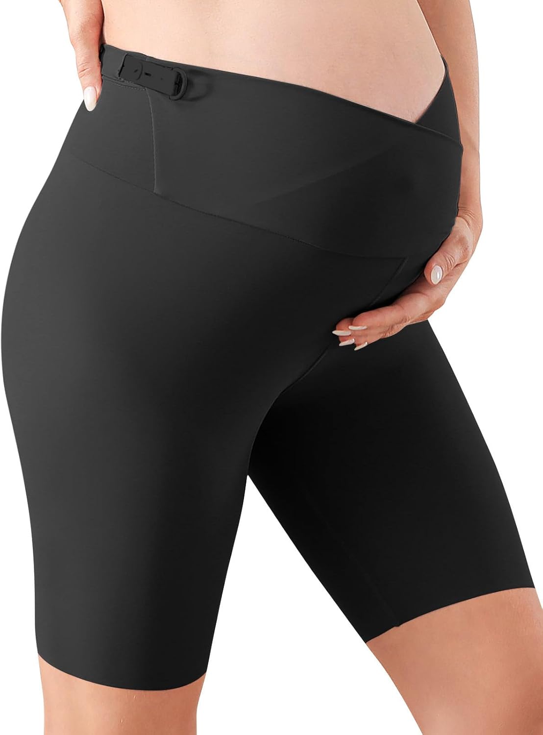 1743231106_5146JQSb7VL._AC_SL1500_.jpg Women’s Maternity Shorts Over The Belly Pregnancy Biker Shorts Crossover High Waisted Over Bump Short Pants for Yoga Workout - Image 1