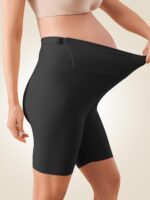 Women’s Maternity Shorts Over The Belly Pregnancy Biker Shorts Crossover High Waisted Over Bump Short Pants for Yoga Workout - Image 2