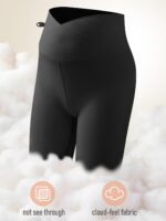 Women’s Maternity Shorts Over The Belly Pregnancy Biker Shorts Crossover High Waisted Over Bump Short Pants for Yoga Workout - Image 4