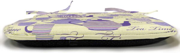 Ambesonne Tea Party Chair Seating Cushion Set of 2, Striped Teapots Cups Silhouettes Classical Calligraphy Pattern, Anti-Slip Seat Padding for Kitchen & Patio, 16"x16", Pale Yellow Lavender - Image 3