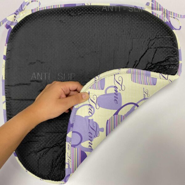 Ambesonne Tea Party Chair Seating Cushion Set of 2, Striped Teapots Cups Silhouettes Classical Calligraphy Pattern, Anti-Slip Seat Padding for Kitchen & Patio, 16"x16", Pale Yellow Lavender - Image 5