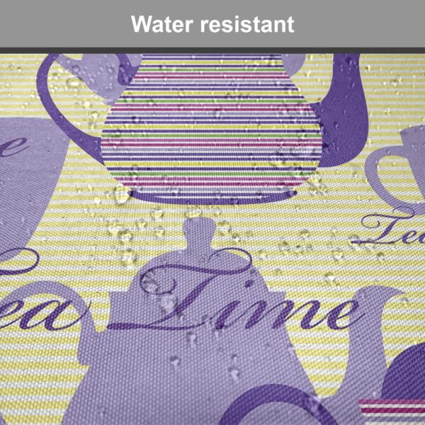 Ambesonne Tea Party Chair Seating Cushion Set of 2, Striped Teapots Cups Silhouettes Classical Calligraphy Pattern, Anti-Slip Seat Padding for Kitchen & Patio, 16"x16", Pale Yellow Lavender - Image 6