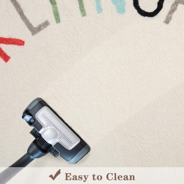 Round Area Rugs Fluffy Carpets Nursery Area Rug Crawling Play Mat for Children Toddlers Bedroom Shaggy Decor for Teenage Rug for Bedroom Living Room Anti-Skid Cartoon Lion (Brown, 120cm) - Image 3