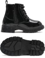WUIWUIYU Girls' Boys' Kids' Waterproof Lace Up & Side Zipper Short Ankle Boots - Image 3