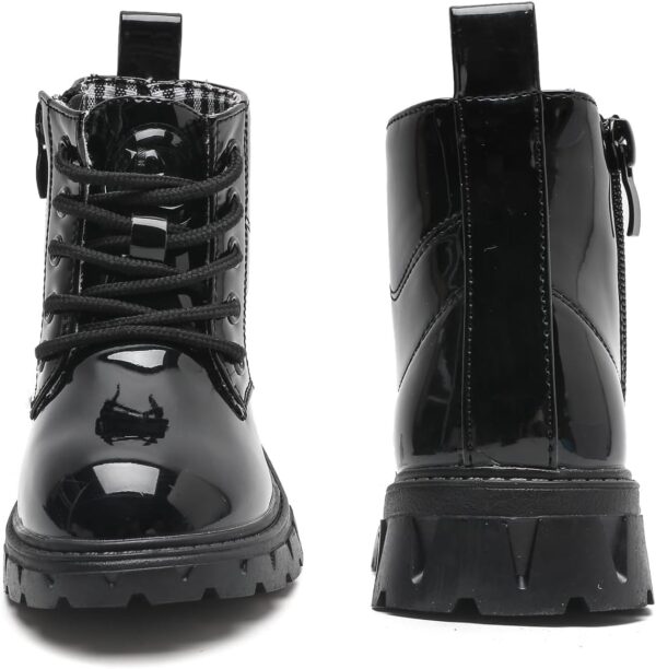 WUIWUIYU Girls' Boys' Kids' Waterproof Lace Up & Side Zipper Short Ankle Boots - Image 4