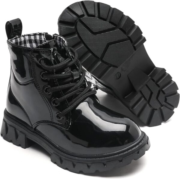 WUIWUIYU Girls' Boys' Kids' Waterproof Lace Up & Side Zipper Short Ankle Boots - Image 5