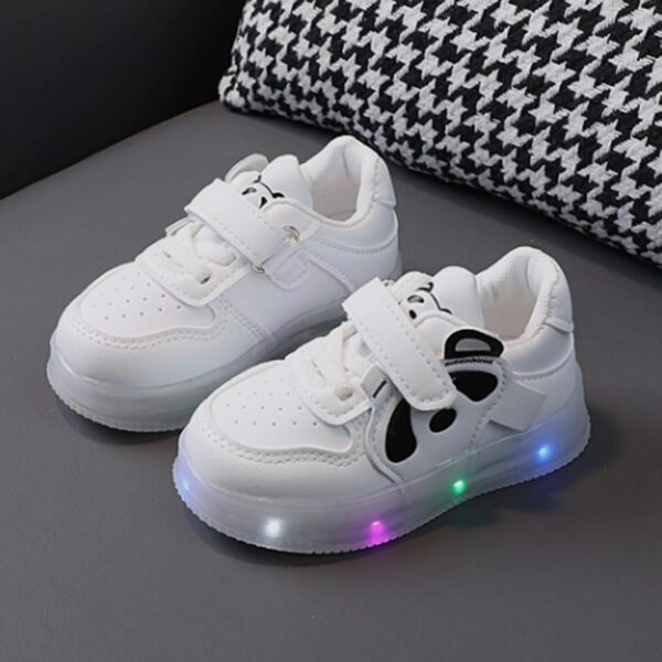 Toddler Boys Girls Light Up Shoes Little-Kids Flashing Soft Bottom Breathable Sport Shoes Children Luminous Trainer Light Shoes for Big Boys Light Up Sneakers for Toddler Girls White - Image 3