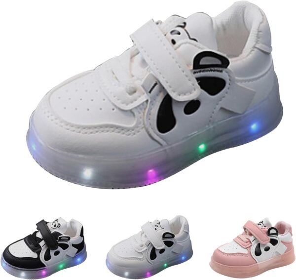 Toddler Boys Girls Light Up Shoes Little-Kids Flashing Soft Bottom Breathable Sport Shoes Children Luminous Trainer Light Shoes for Big Boys Light Up Sneakers for Toddler Girls White - Image 4