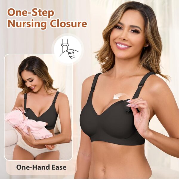 CMTOP Nursing Bras for Women Seamless Breathing Maternity Bras Soft and Comfortable Women's Bralette Adjustable and Removable Strap Breastfeeding Bra Pregnancy Sleep Bralette - Image 2