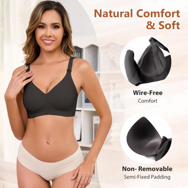 CMTOP Nursing Bras for Women Seamless Breathing Maternity Bras Soft and Comfortable Women's Bralette Adjustable and Removable Strap Breastfeeding Bra Pregnancy Sleep Bralette - Image 3
