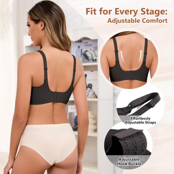CMTOP Nursing Bras for Women Seamless Breathing Maternity Bras Soft and Comfortable Women's Bralette Adjustable and Removable Strap Breastfeeding Bra Pregnancy Sleep Bralette - Image 4