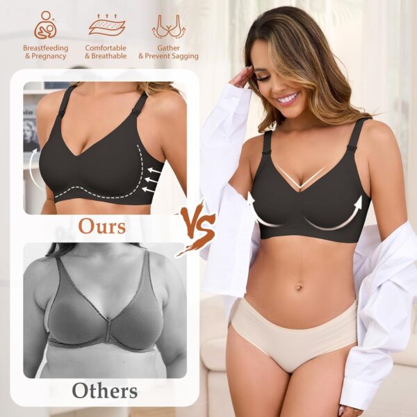 CMTOP Nursing Bras for Women Seamless Breathing Maternity Bras Soft and Comfortable Women's Bralette Adjustable and Removable Strap Breastfeeding Bra Pregnancy Sleep Bralette - Image 5