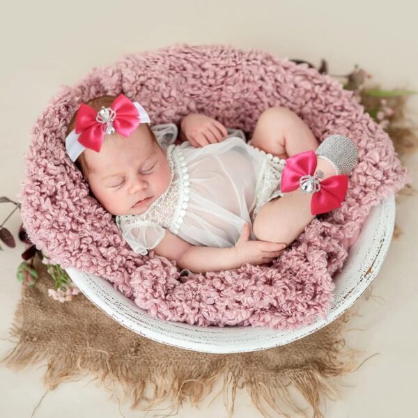 Uposao Baby Girl Shoes with Headband Gift Soft Sole Non-Slip Sneakers Princess Shoes for Birthday Baptism Ceremony Kids Girls 0-6 Months - Image 7