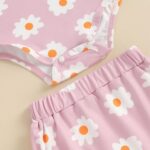Newborn Baby Girl Clothes Floral Print Fly Sleeve Romper Ruffle Bloomer Shorts Headband Set 3Pcs Summer Outfits (B-Purple C, 3-6 Months) - Image 5