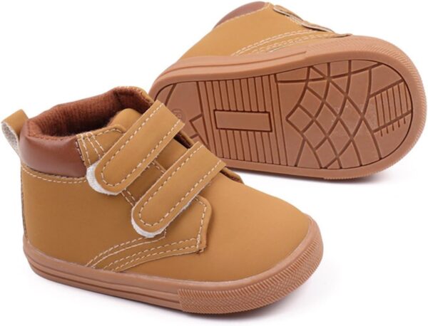 Unisex Baby Boys Girls High-Top Ankle Sneakers Soft Rubber Sole Infant Toddler Cowboy 𝗢xford First Walking Shoes Children's Toddler Shoes Anti Slip Light Comfortable Shoes Solid Leather Shoes - Image 4