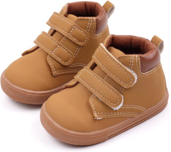 Unisex Baby Boys Girls High-Top Ankle Sneakers Soft Rubber Sole Infant Toddler Cowboy 𝗢xford First Walking Shoes Children's Toddler Shoes Anti Slip Light Comfortable Shoes Solid Leather Shoes - Image 5
