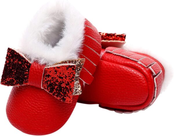 Baby Booties 12 18 Months Boy Baby Booties Boots Soft Baby Shoes Plush Boots Bowknot First Walkers Infant Girls Snow Cotton Warm Baby Shoes Baby Boy Boots 3 6 Months Boots for Girls Boots - Image 5