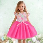 Momkonzz Girls Easter Dress Toddler Girl Bunny Floral Tulle Tutu Dresses Little Girl Short Sleeve Summer Sundress - Image 3