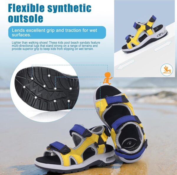 Kids Sandals Boys Sports Outdoor Sandal Athletic Air Cushion Beach Shoes Hook and Loop Summer Footwear for Holidays, Walking, Camping, Travelling - Image 3
