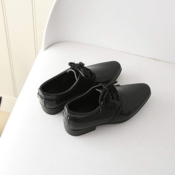 Children's Shoes Boys Suit Shoes Wedding Shoes Performance Leather Shoes British Style for Children Casual Shoes Boys Kids Baby Shoes Uniform Shoes Kids Low Shoe Lacing Leather Shoes, black, 36 EU - Image 4