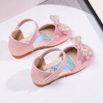 Baby Girls Dress Dance Shoes Bow Glitter Sequins Ankle 𝗟ow Heel Sandals Closed Toe Strap Toddler Kids Loafers (Pink, 13.5 Little Child) - Image 5