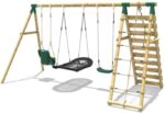 Rebo® Wooden Swing Set with Up and Over Climbing Wall - Skye Green | OutdoorToys | Baby Seat, Boat Seat, Sturdy Wooden Construction, Pressure Treated Timber - Image 4