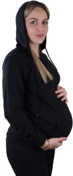 Mamatoto Maternity Nursing Hoodie Soft Feel Pregnancy and Breastfeeding Sweatshirt with Kangaroo Pocket - Image 3