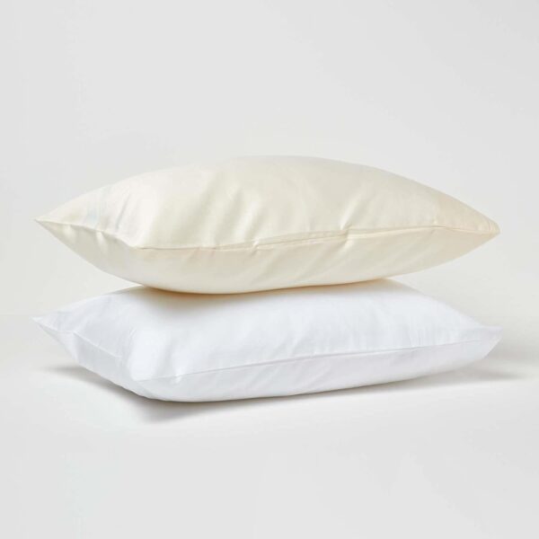 HOMESCAPES Cream Kid’s Pillowcases 60 x 40 cm 2 Pack 100% Organic Cotton sateen Soft Hypoallergenic Children’s Pillow Cases with Envelope Close Breathable Easy Care 400 TC 600 Thread Count Equiv - Image 5