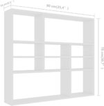 vidaXL Wall Mounted Shelf - Modern White Engineered Wood Display Shelf with 10 Open Compartments for Living Room, Bedroom, Office - Image 3