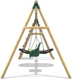 Rebo® Wooden Swing Set with Up and Over Climbing Wall - Skye Green | OutdoorToys | Baby Seat, Boat Seat, Sturdy Wooden Construction, Pressure Treated Timber - Image 5