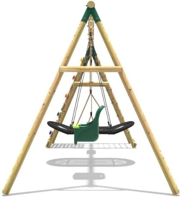 Rebo® Wooden Swing Set with Up and Over Climbing Wall - Skye Green | OutdoorToys | Baby Seat, Boat Seat, Sturdy Wooden Construction, Pressure Treated Timber - Image 5