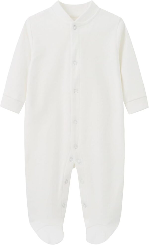 BINIDUCKLING Baby Boys Girls Snap-Up Sleepsuit, Cotton Baby Footed Pajamas - Long Sleeve Baby Grows Sleepwear for 0-12 Months, 2-Pack - Image 2