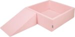 KiddyMoon Foam Playground For Kids With Square Ballpit (100 Balls ∅ 7Cm/2.75In) Soft Obstacles Course And Ball Pool, Made In The EU, Pink:Powder Pink/Pearl/Transparent - Image 7