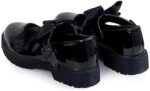 ANZEE Girls Mary Jane Back to School Black Shoes with Detachable Bow On Strap - Toddler Kids Comfort Uniform Shiny Ankle Strap Shoes UK - Image 4