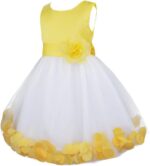 inlzdz Kids Sleeveless Bowknot Petals Flower Girl Dress Bridesmaid Wedding Birthday Party Formal Princess Dress up - Image 2