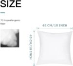 Cushion Inserts 45cm x 45cm (18x18 Inch) - Pack of 8 Hypoallergenic Pillow Inserts, 100% Pure White Hollowfibre Fill, Soft and Supportive Square Throw Pillow Inserts for Sofa, Bed, Couch, Home Décor - Image 2