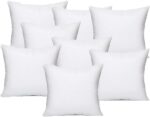 Cushion Inserts 45cm x 45cm (18x18 Inch) - Pack of 8 Hypoallergenic Pillow Inserts, 100% Pure White Hollowfibre Fill, Soft and Supportive Square Throw Pillow Inserts for Sofa, Bed, Couch, Home Décor