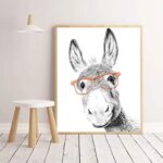 QITEX Canvas Pictures for Wall Farm Animal Donkey Canvas Art Poster Prints Nursery Kids Room Wall Decor Donkey With Glasses Wall Picture Painting 40x60cm No Frame - Image 2